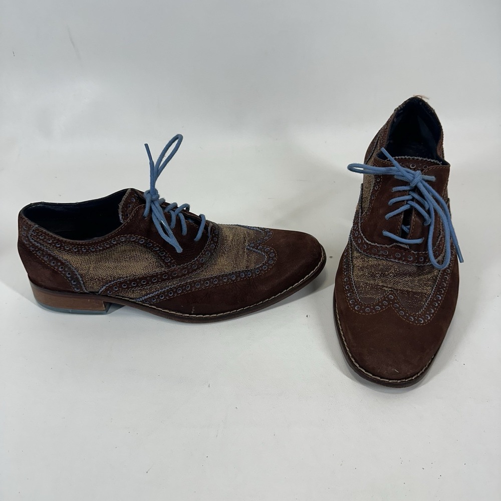 Cole Haan Brown Blue Wingtip Derby Dress Shoes C11518 Men Size‎ 8.5 W Nikeair